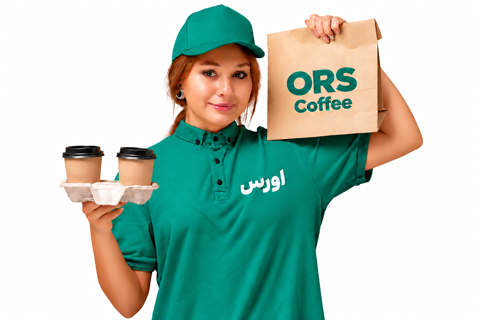 پیک اورس با دو لیوان قهوه و پاکت سفارش